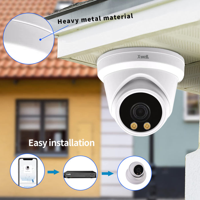 5MP/4K 8MP UHD IR Dome IP Camera, Day/Night (ICR), Motion Detection, H.265/H.264 dual-stream media server, Easy-to-use P2P Cloud service, Multi web browser, mobile APP, Strong water-proof, 18pcs Array IR Leds