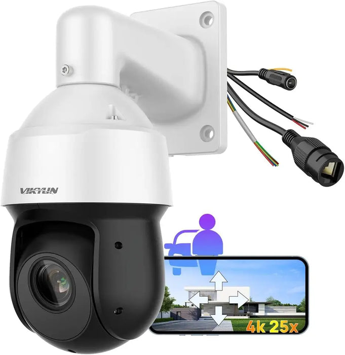 8 MP 4K 30X ZOOM PoE IP PTZ camera, Sony CMOS sensor, Motion Detection, Privacy Mask, compatible with third-party NVR, support Alarm Snapshot to Email, Mobile APP remote access, Lightning protection 4000V, strong water-proof housing IP66