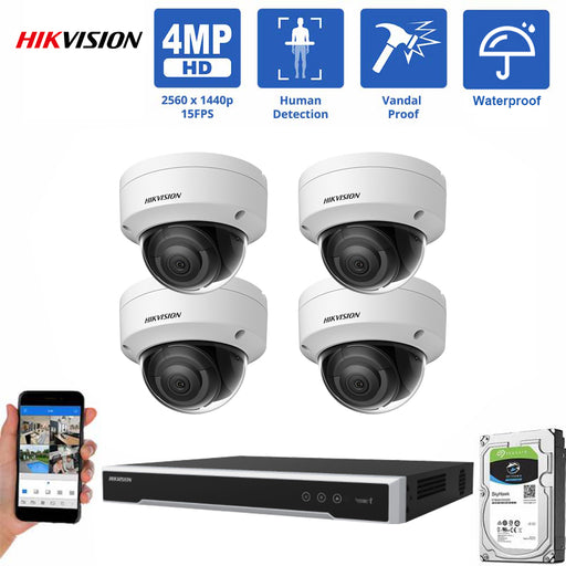 Hikvision 8CH NVR System: 6x6MP Turret Cameras, Human Detection, Mic, 2TB HDD, PoE