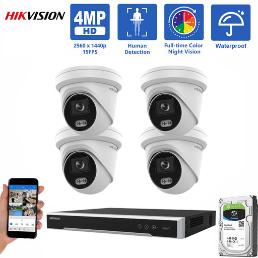 HIKVISION 8CH NVR System: 4MP Infrared Night Vision Dome Cameras