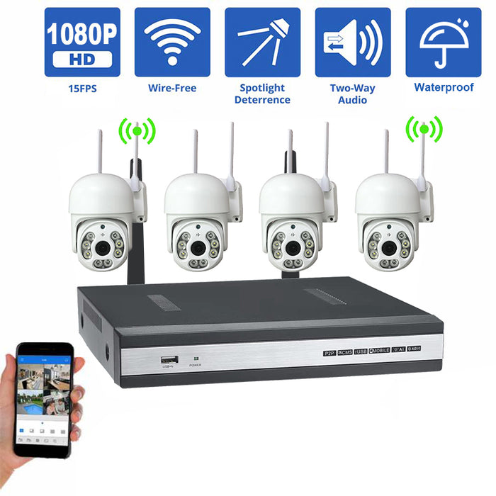 8 Channel NVR Security Camera System with 4 * 1080P Led-Camera wifi , Human Detection