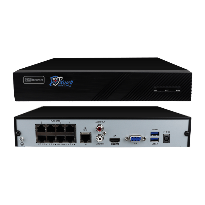 8CH NVR System: 6x6MP Turret Cameras, Human Detection, Mic, 2TB HDD, PoE